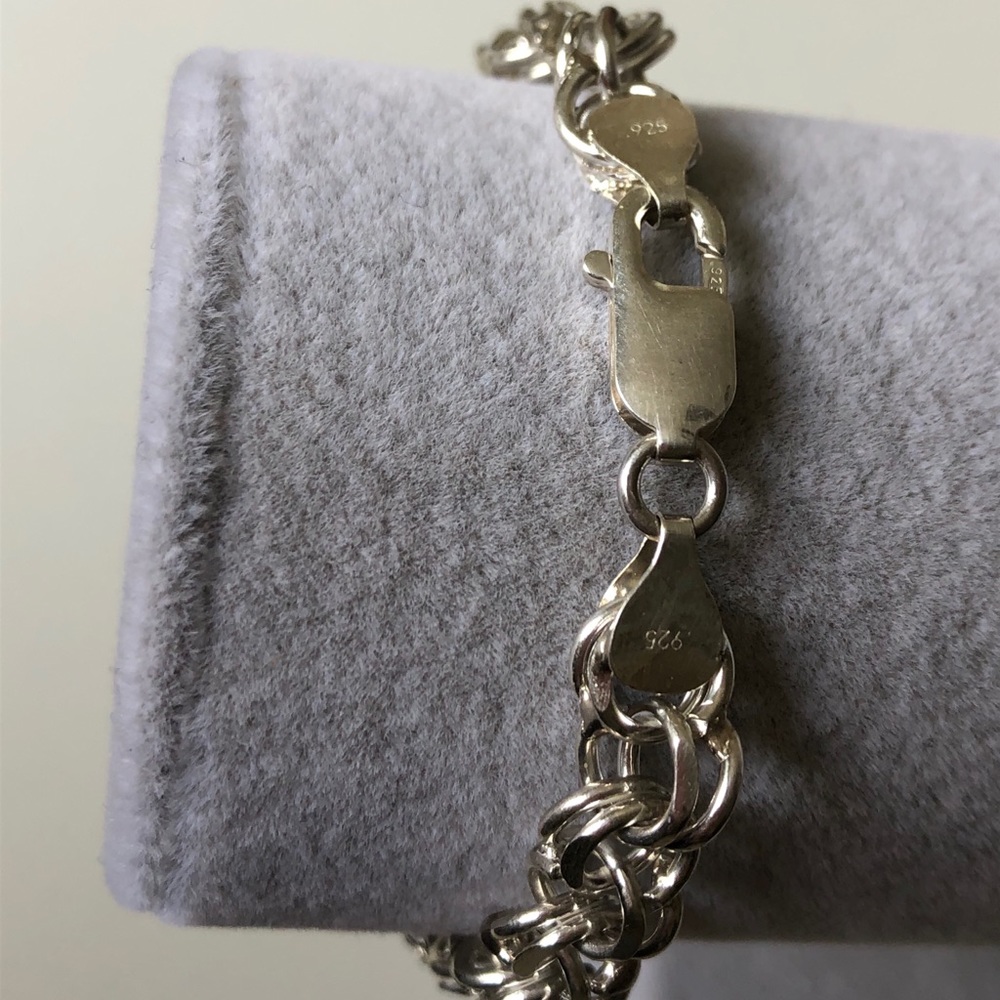 Handmade 8.75” 925 silver 8mm wide chain bracelet - Picture 2 of 3